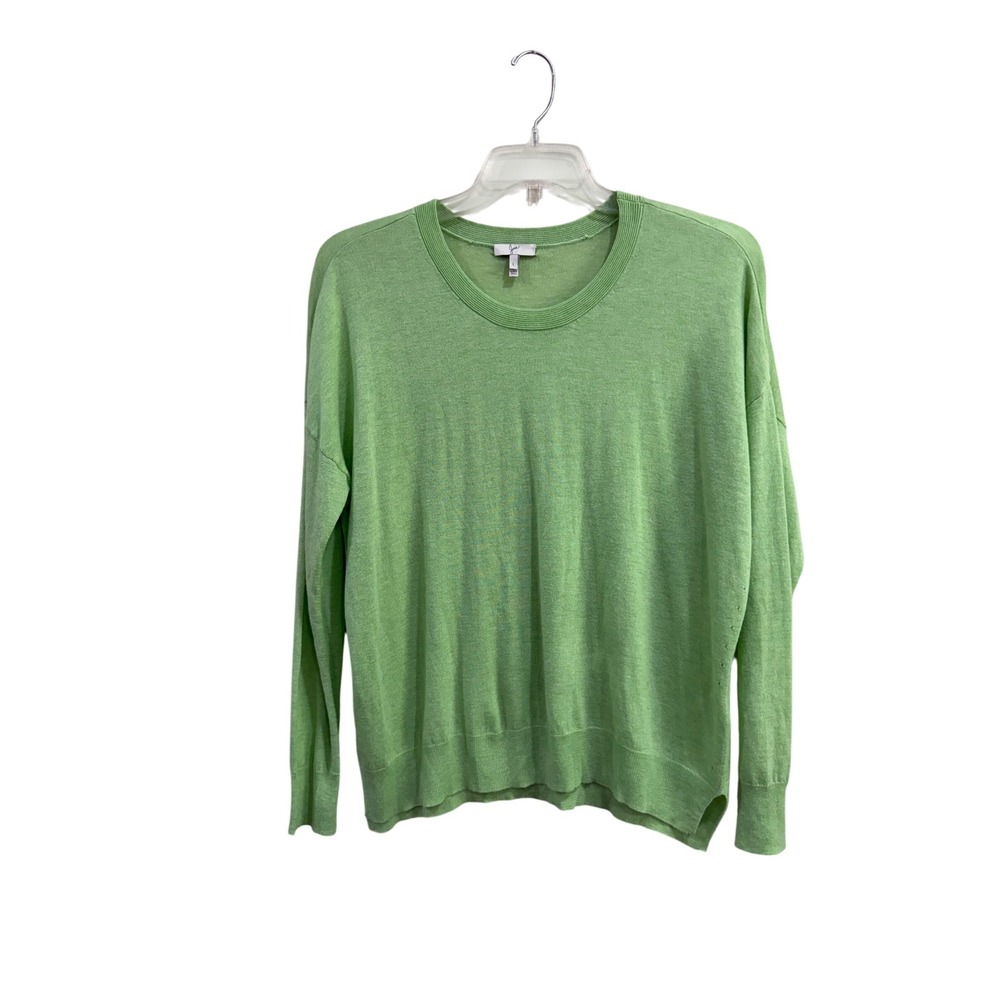 Joie Womens Lightweight Lime Green Wool Blend Crew Neck Long Sleeve Sweater Sz L